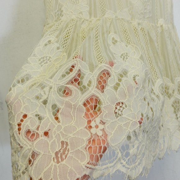 Arizona Jeans Top Womens Small Beige Lace See Through Tank Sleeveless Sheer Boho - Picture 5 of 7